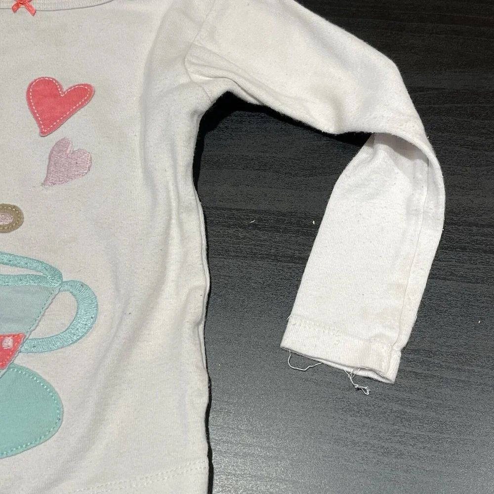 Carter's Baby Girl 2 Piece Pajamas‎ Teacup Monkey & Fleece Polka Dot Pants Sz 2T